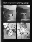 Photos of Ed Harris; Women standing next to "Lively Louie" the talking litter box; Coke arrangement (4 Negatives) (April 21, 1958) [Sleeve 10, Folder e, Box 14]